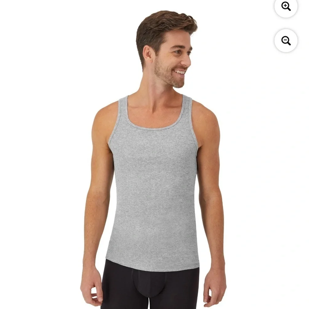 Hanes Tank Top Undershirt, Moisture-Wicking, Cotton Ribbed Tanks, 2-Pack x2 - Picture 4 of 9